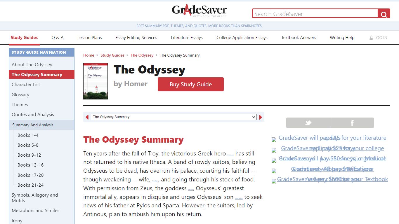 The Odyssey Summary | GradeSaver